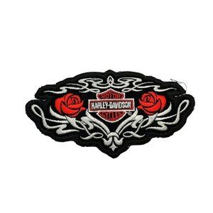 Harley Davidson Black White Roses Biker Motorcycle Patch Embroidered Logo